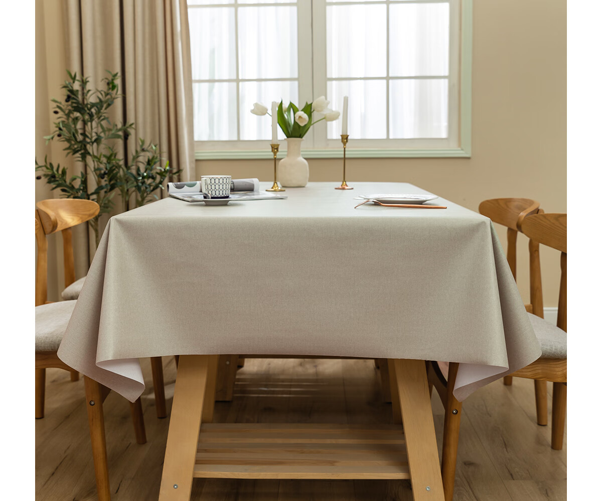 Mihua Tablecloth, Waterproof, Oil-Proof, Scald-Resistant, Washable, Heat-Resistant, Long Rectangular Tablecloth for Restaurants, PVC Table Mat, Morandi Mi 20