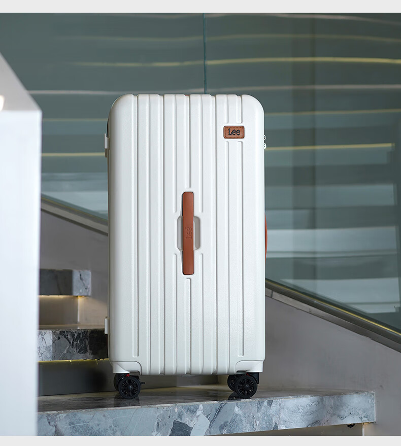 Lee High-Quality Large-Capacity Thickened Suitcase, Trolley Case, Student Carry-On Luggage, Travel Password Lock Suitcase, Aurora White, 20 Inch 7