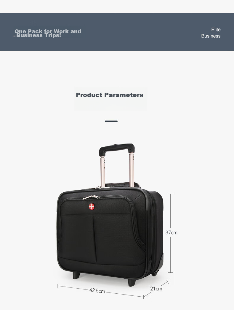 CROSSGEAR Swiss Small Business Suitcase, 18-Inch Carry-On, Password Lock, Travel Luggage for Men And Women, Oxford Cloth Leather Suitcase 15