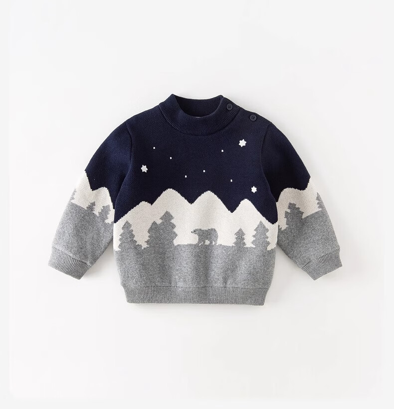 DAVE & BELLA Kids Half Turtleneck Sweater Autumn Winter Boys Fleece Pullover Baby Top 2