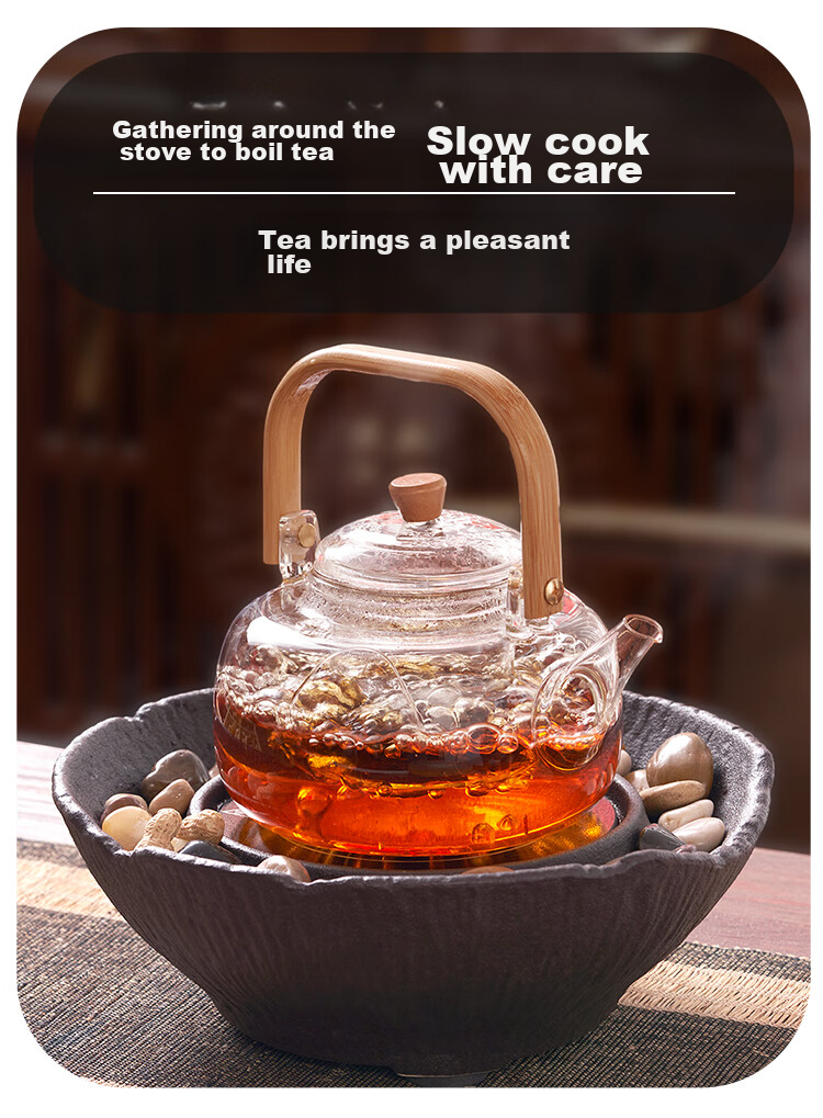 Suncojia Glass Tea Pot Set with Stove, Heat-Resistant Handle Kettle And Cups Tea Set Sold by JD 5