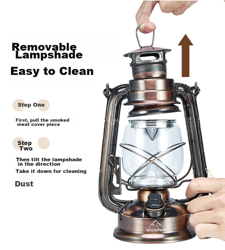 WhitePeak Outdoor Camping Light, Retro Lantern with Handle, Two-Level Adjustable Hanging Lamp, Battery-Powered, Random Color 8