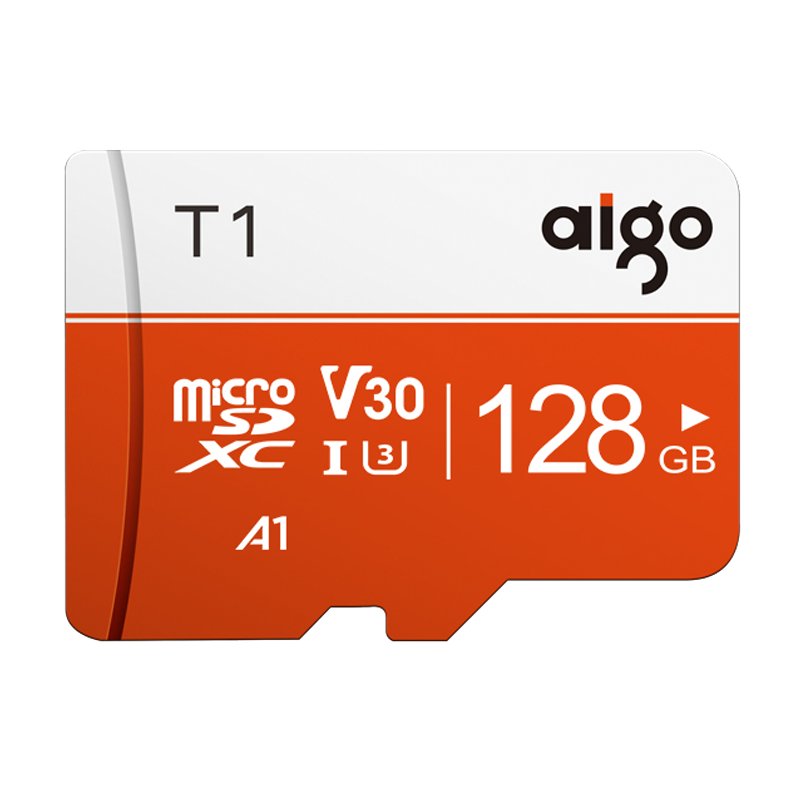 Aigo 128GB TF (MicroSD) Memory Card U3 A1 V30 4K Surveillance Camera Dash Cam Dedicated High-Speed Memory Card T1 Read Speed 100MB/s