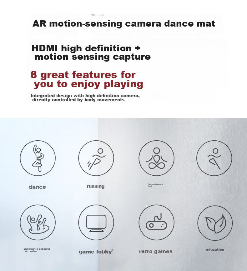 [Children's Birthday Gift] HongTai Double Wireless Dance Mat for Home Use with TV Motion Sensor Camera, Running Mat 1