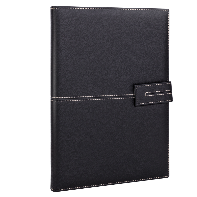 Deli 16K 120-Sheet Litchi Pattern Magnetic Clasp Leather Notebook, Business Journal Work Notebook, 250mm*175mm, Black, 3344