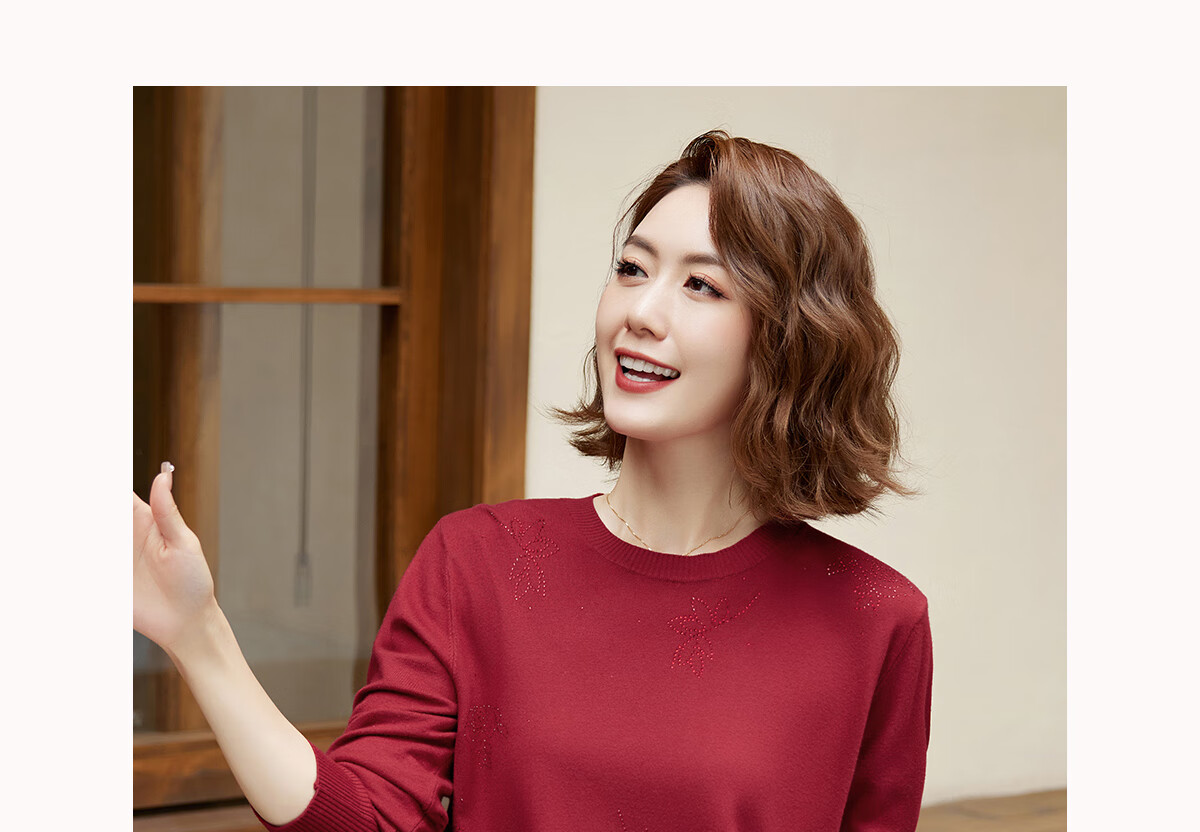 YUZHAOLIN Mid-Autumn Festival Gift for Middle-Aged Mom, Red Knitted Sweater for Middle-Aged And Elderly Women Y243Z3014 17