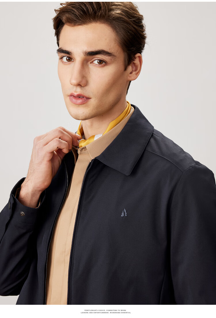 FIRS Men's Executive Jacket, Spring And Autumn Business Casual Commute Wear-Resistant Public Service Cadre Lapel Wrinkle-Resistant Top, Triple-Protection Coat 10