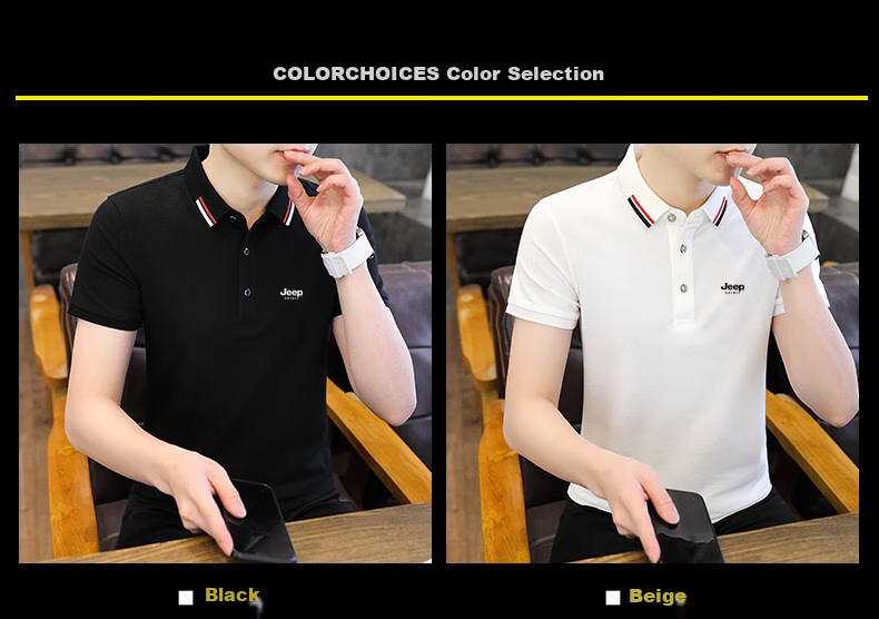 JEEP SPIRIT Men's Short Sleeve T-Shirt Summer Polo Shirt Casual Versatile Top Blue Green 3XL 6
