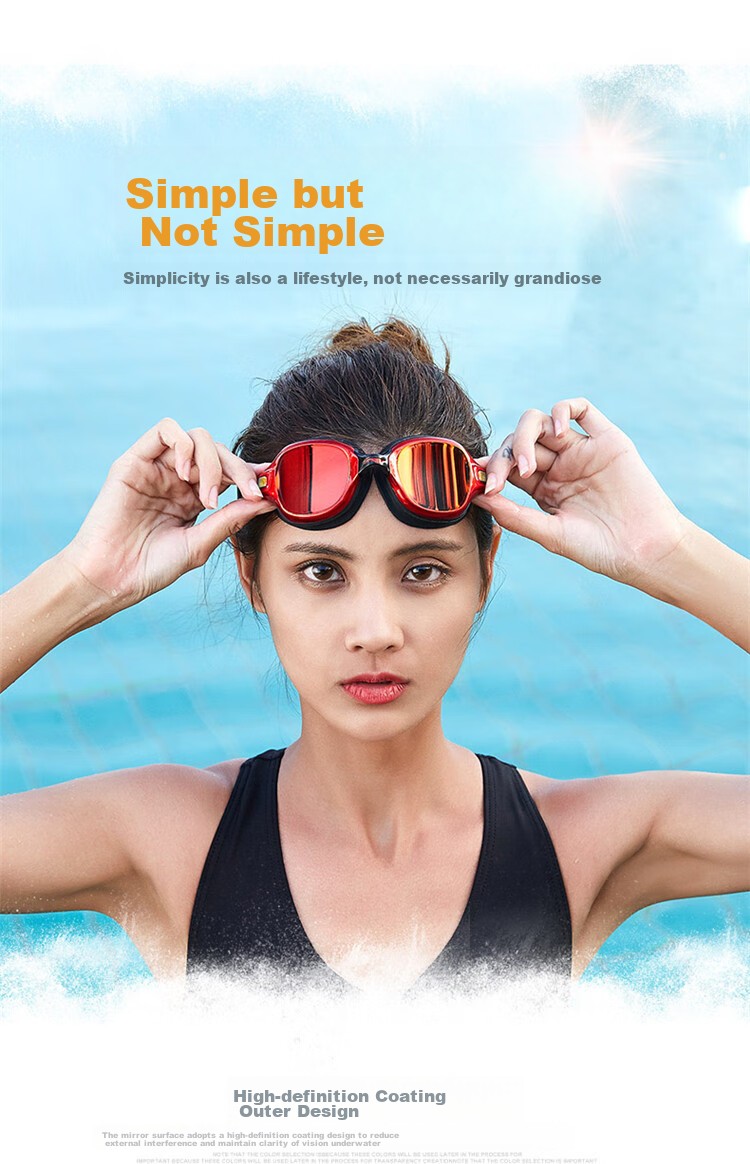 LI-NING LSJN588-3 Women's High-Definition Waterproof Anti-Fog Large Frame Swimming Goggles Rose Red 4