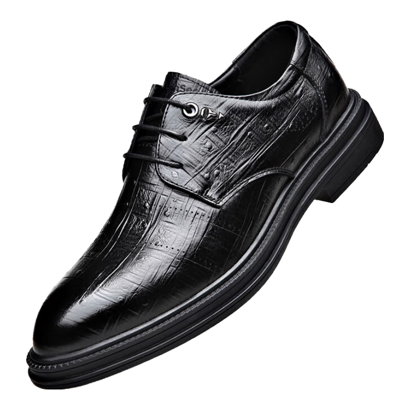 MULINSEN Men's Business Casual Leather Soft Sole Derby Shoes British Style Wedding Shoes 601