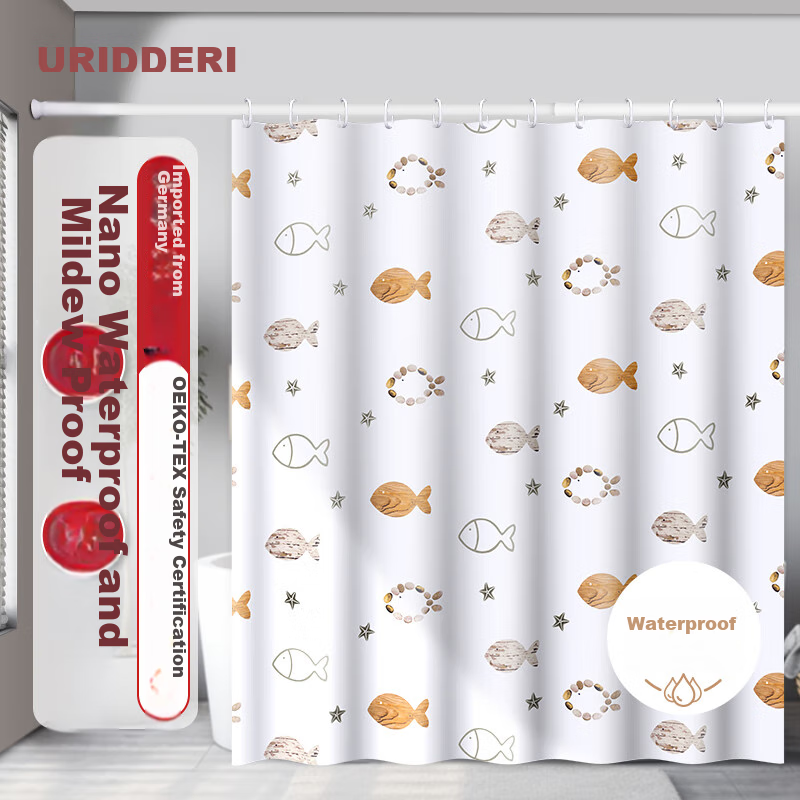 RIDDER German Import Shower Curtain Waterproof Bathroom Shower Partition Ocean World 180*200cm