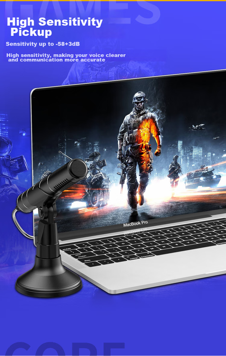 SAST OK-57B Computer Microphone for Desktop, Laptop, Conference, Online Classes, Video Games, Remote Voice Broadcasting, PUBG, USB Sound Card Wired Mic Condenser 9