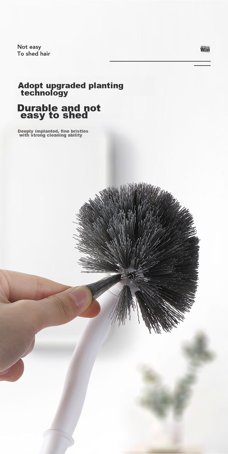 LYNN Toilet Brush 2 Pieces [With 2 Hooks], Multi-Angle No Dead Angle Cleaning Brush, Floor Brush 9