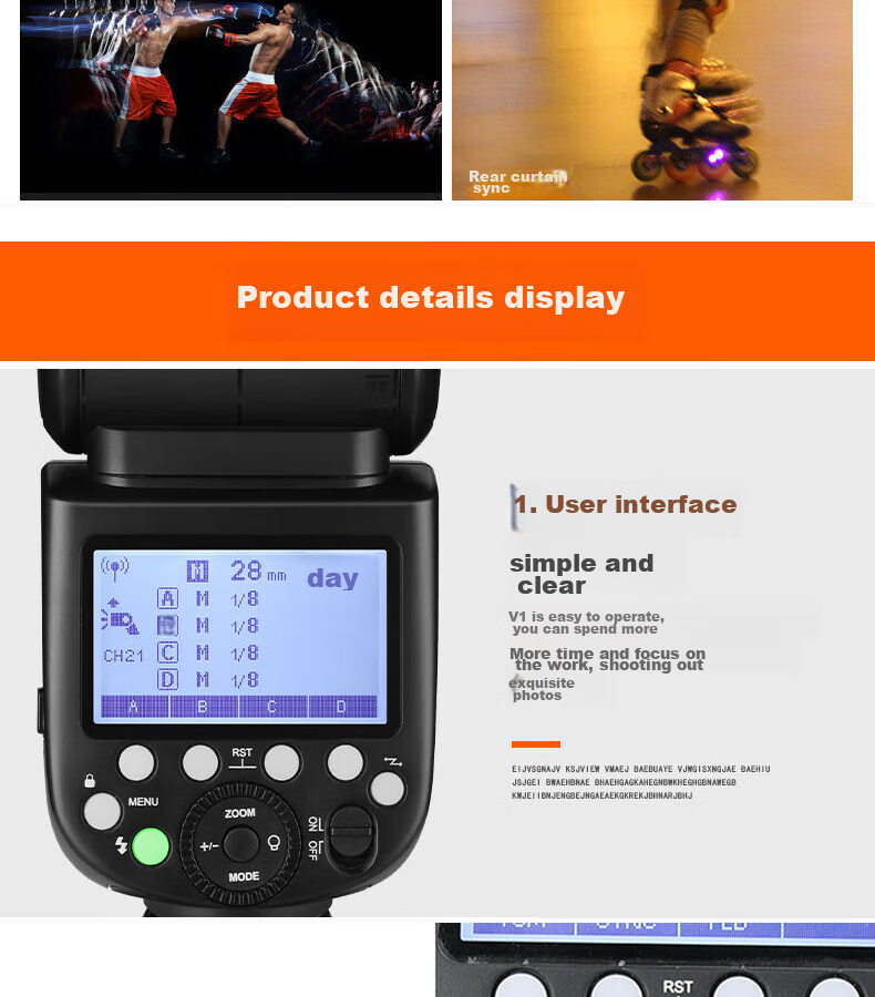 Godox V1 Flash, DSLR Camera External Hot Shoe Light, Lithium Battery, High-Speed TTL Photography Hot Shoe Light, Portable Pocket Light (Sony Version) 11