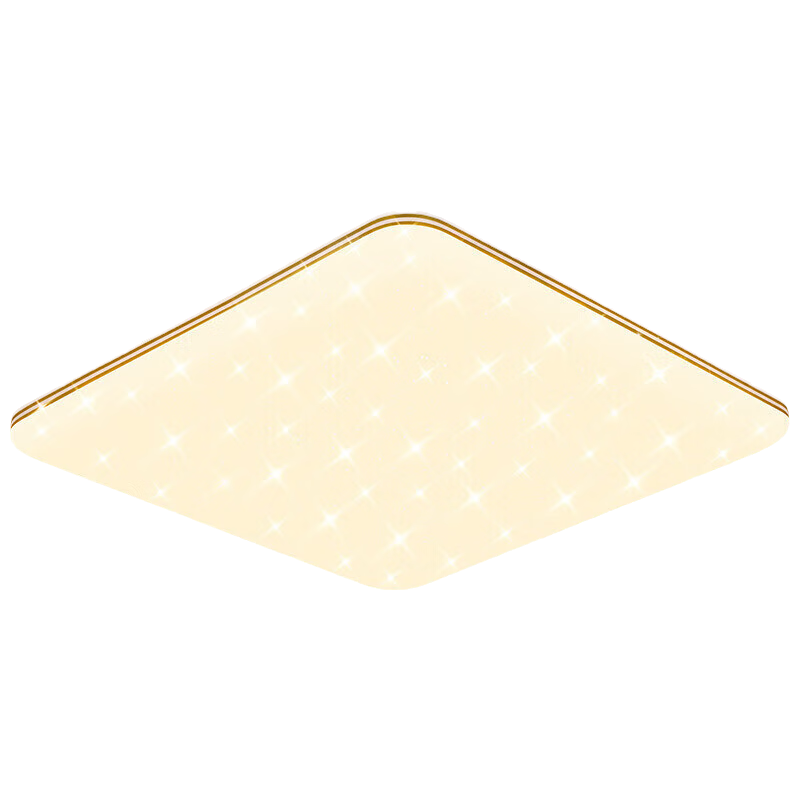 NVC LED Ceiling Light with Gold Edge Starry Sky Pattern, Bedroom And Dining Room Fixture, Full Spectrum Three-Color 48W