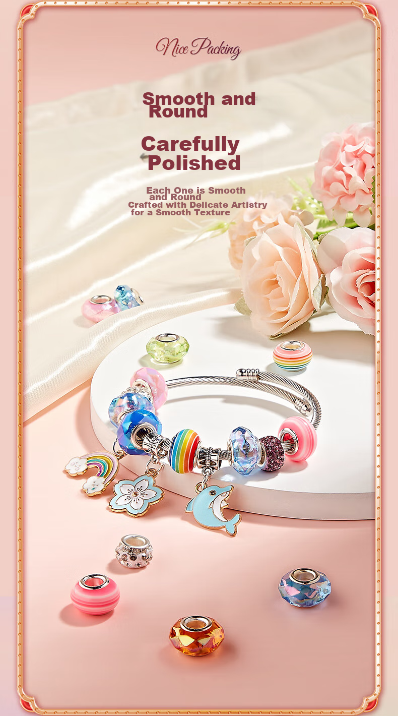 BEIBITONGHUA Bracelet Beads Toy for Children, Girls' Jewelry And Hair Accessories Gift Box, Pretend Play DIY Handmade Birthday Gift 10