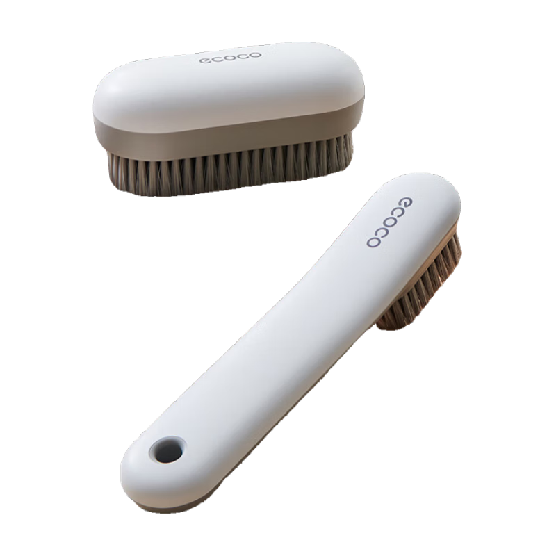 Ecoco Soft Bristle Shoe Brush, Laundry Brush for Shoes And Clothes, Gentle on Shoes, Cleaning Tool E2219+E2220 White