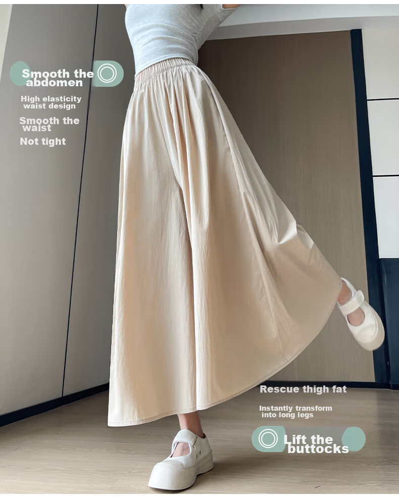 LangSha High-Waisted Yamamoto Skirt Pants for Women, Summer Lightweight Flowy Slimming A-Line Skirt Shorts, Loose Wide-Leg Pants for Petite Figures 13