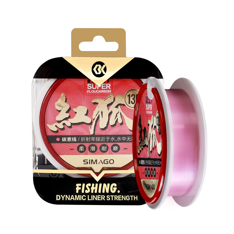 SIMAGO Ximan Duo Carbon Fishing Line for Sea And Rock Fishing, High-Strength Wear-Resistant Lure Carbon Leader Line, Red Fox, 50 Meters, Size 5.0