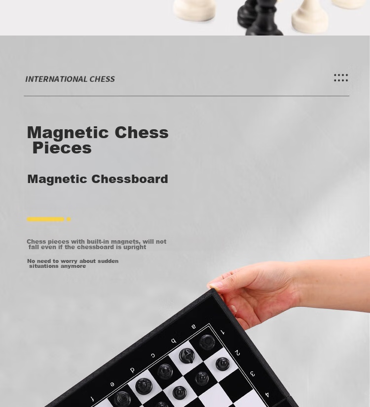Yingba International Chess Set with Black And White Magnetic Pieces, Foldable, Portable, for Training And Teaching, Magnetic Chess Stones And Board, Camping CS25 3