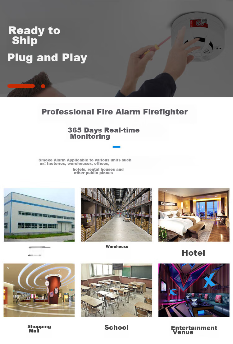LFang PS-818 Smoke Alarm, Fire Detector with 3C Certification, Networked Fire System Host, 1-To 12