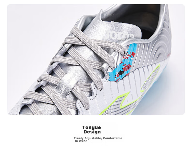 JOMA Spanish Soccer Cleats for Men, Adults And Youth, FG Long Studs, Non-Slip, Wear-Resistant, Professional Football Training Shoes, White And Silver, Size 43 15