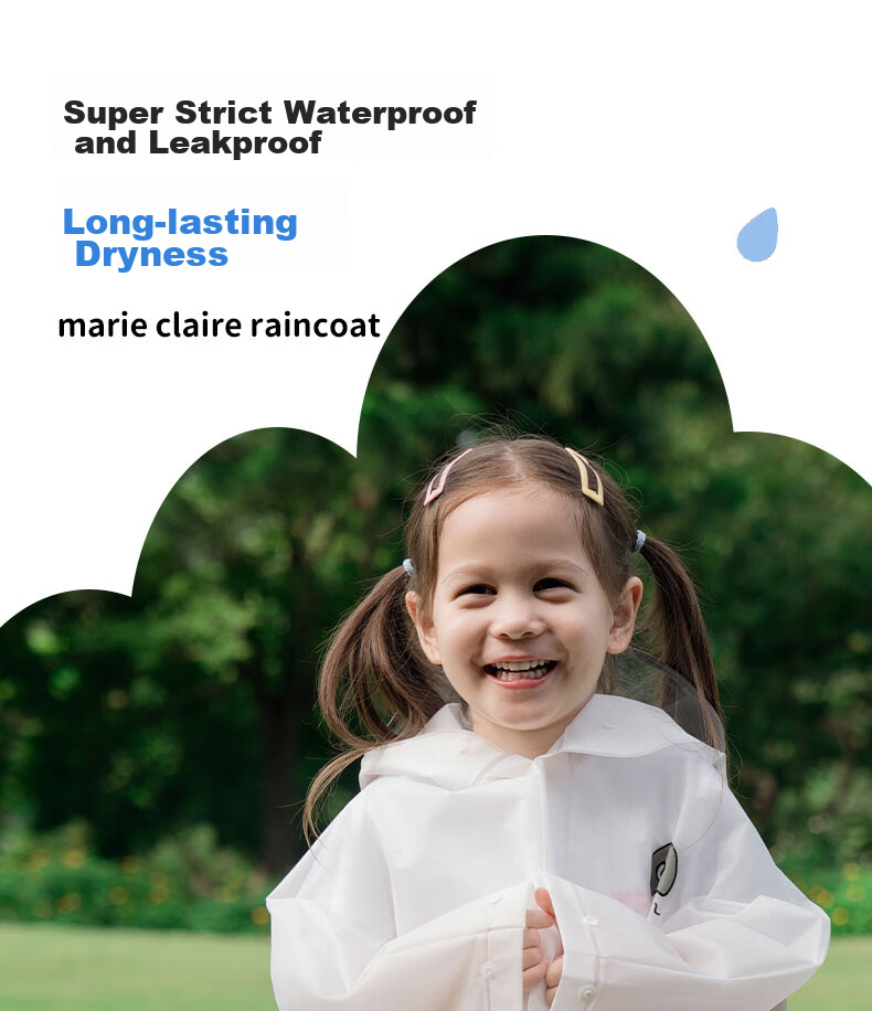 MARIE CLAIRE Children's Raincoat, One-Piece Cape-Style Poncho, Single-Person, for Girls And Boys, Students, Kindergarten Children, Toddlers, Back to School 1