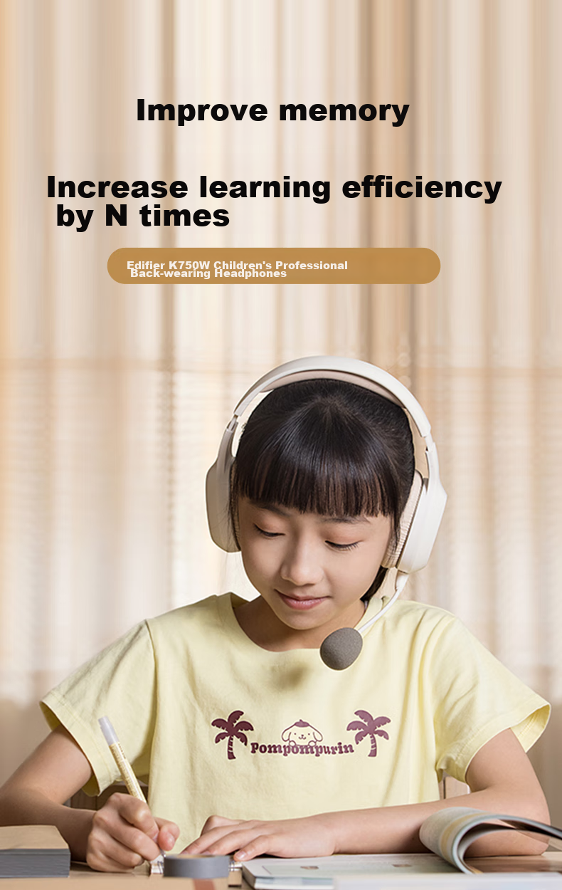 EDIFIER K750W Over-Ear Bluetooth Wireless Headphones with Microphone for Memorization, Follow-Along Learning, Online Classes, Noise Cancellation, And Music Listening - Athens Gray 1