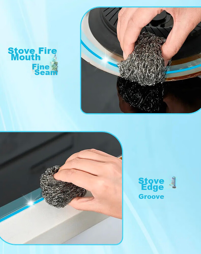 MIAOJIE Steel Wool Scrubber, 12-Pack, Dense Wire Mesh Easy to Apply, Kitchen Stove Dish Washing Cleaning Durable 5