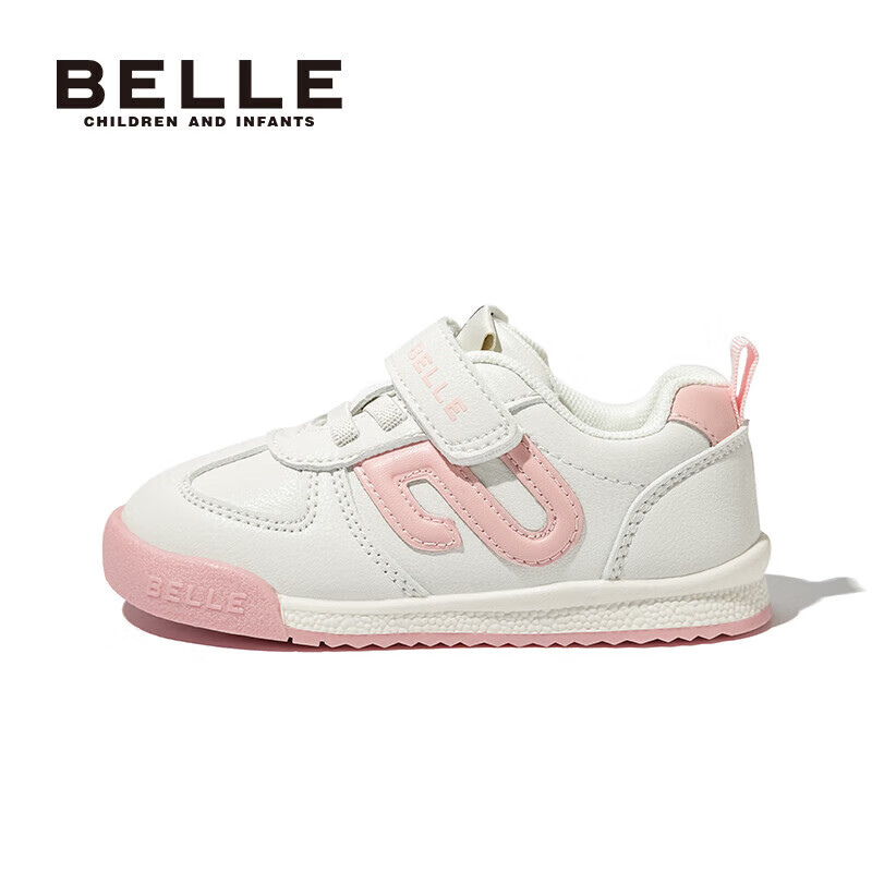 Belle Children's Soft-Soled Sneakers, Spring And Autumn White Shoes, Kids' Sports Shoes, Baby Fashion Casual Shoes, Beige/pink, Size 24