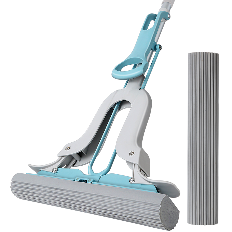 MARYYA Hands-Free Mop with 38cm 2 Mop Heads, Absorbent Sponge, Household All-In Dry And Wet Mop Cleaning Tool