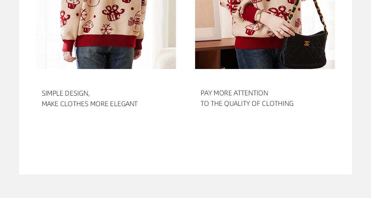 PinCai Knitted Sweater for Women, Round Neck, Retro And Gentle, Suitable for Outdoor Wear, Christmas Style, Lazy And Soft Knit Sweater P144Z9008 5
