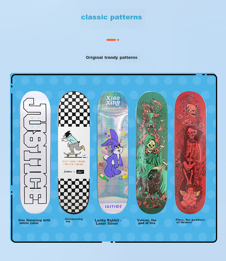 JUSTICE Boiling Point Skateboard for Adults, Professional Board for Teenagers Beginners, Street Cruising Double-Warped Skateboard, Gaoqun Xiang Color Scheme White 4