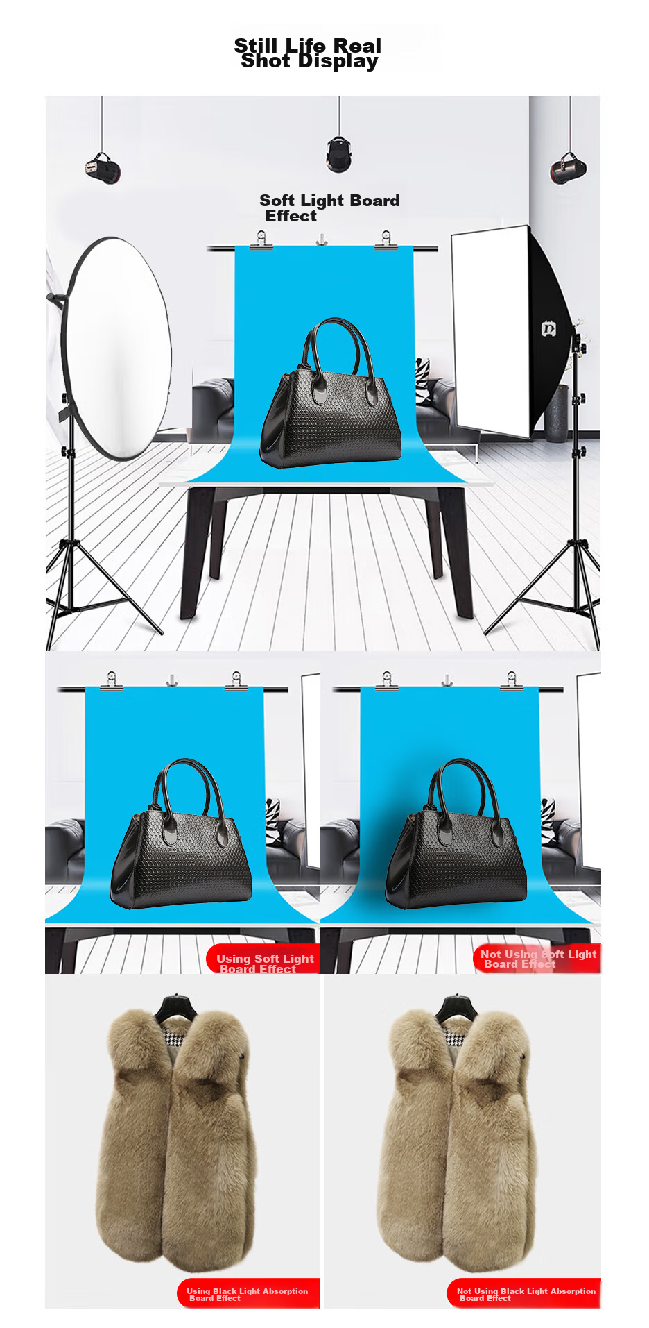 Pangniu 40CM Acrylic Reflector Board Photography Backdrop Prop (White) PU5340W Food Watch Still Life Jewelry E-Commerce Photography Prop Reflector Board 7