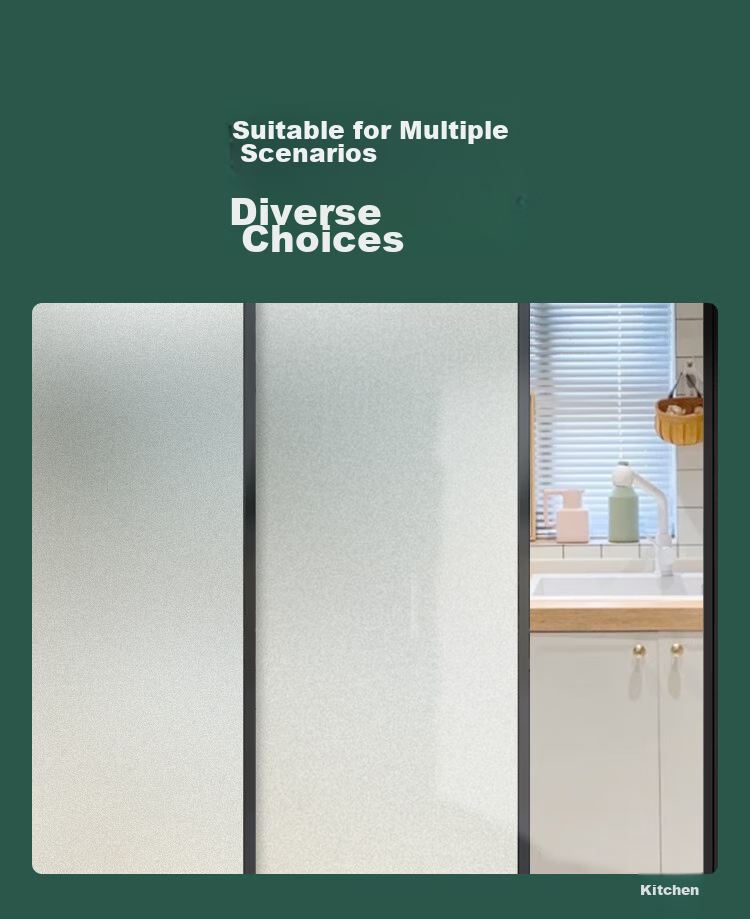 Qinghua Static Cling Frosted Glass Film, Window Privacy Film, Bathroom Glass Privacy Sticker, Opaque, 90*200cm 14