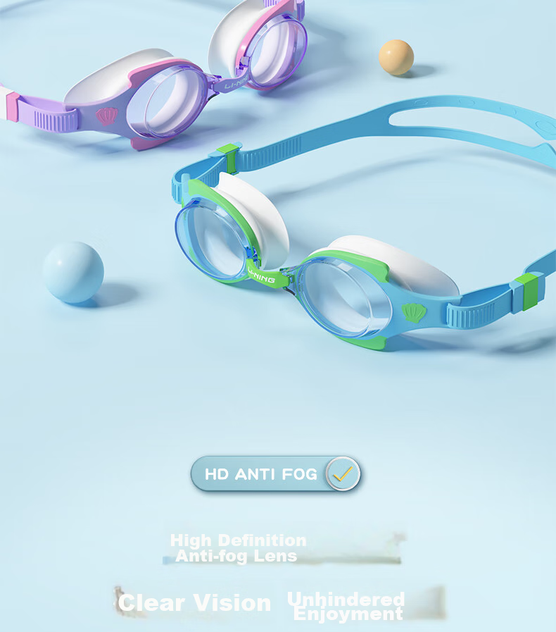 Li-Ning Children's Swimming Goggles for Boys And Girls, High-Definition Anti-Fog Waterproof Professional Comfortable Diving Swim Glasses Equipment 323 Blue-Gree 6