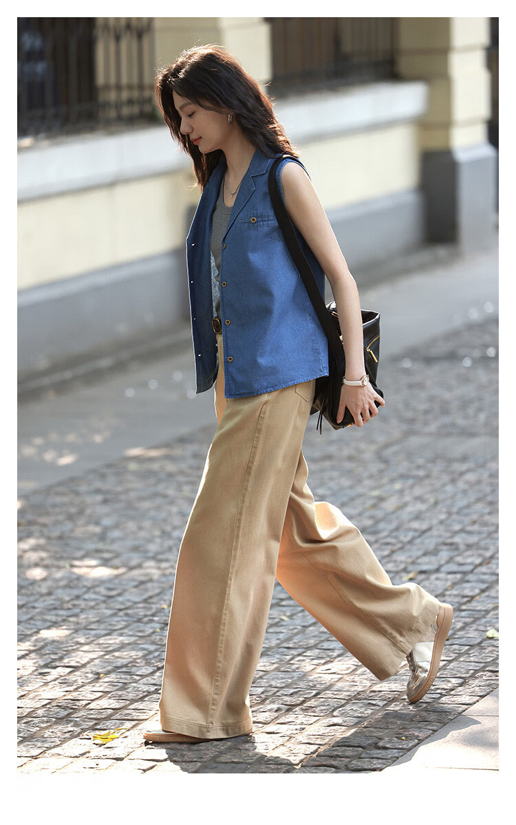 Dme [Relaxed And Stylish Wide-Leg Pants] Spring And Autumn Style, Washed Cotton-Like Fabric, Comfortable Casual Long Pants for Wome 1