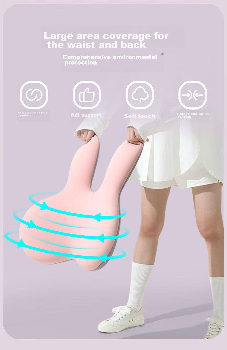 H.nos Big Rabbit Lumbar Support, Office Back Cushion, Car Pillow, Long-Sitting Waist Protector, Car Lumbar Support, Pearl Gray 4