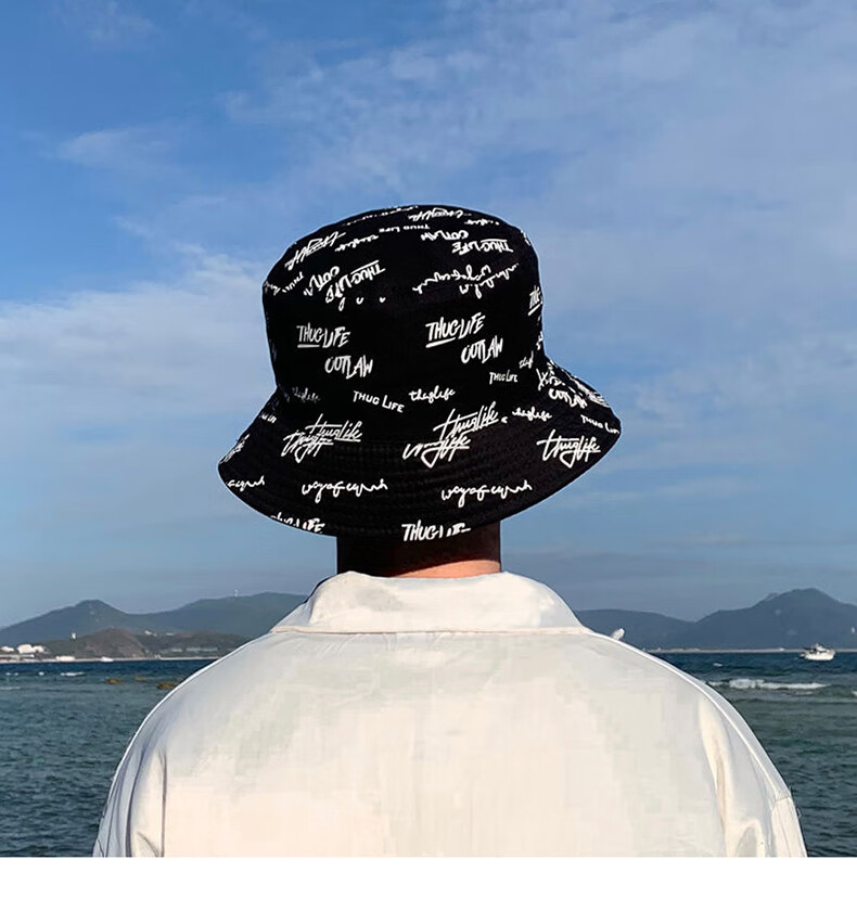 XUEXIMAN Fisherman Hat for Men, Reversible Graffiti Cap, Sun Hat, Korean Style Versatile Sun Protection Student Bucket Hat 5