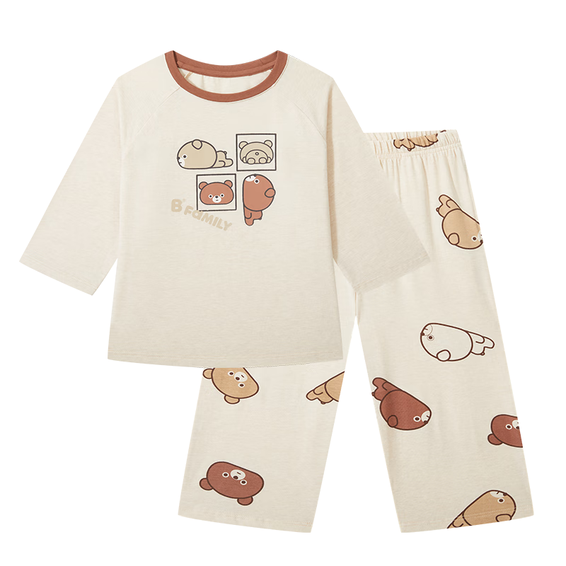 Hodo Children's Pajamas, Boys And Girls Natural Organic Cotton Loungewear, Spring And Summer Children's Clothing Two-Piece Set C3007 130