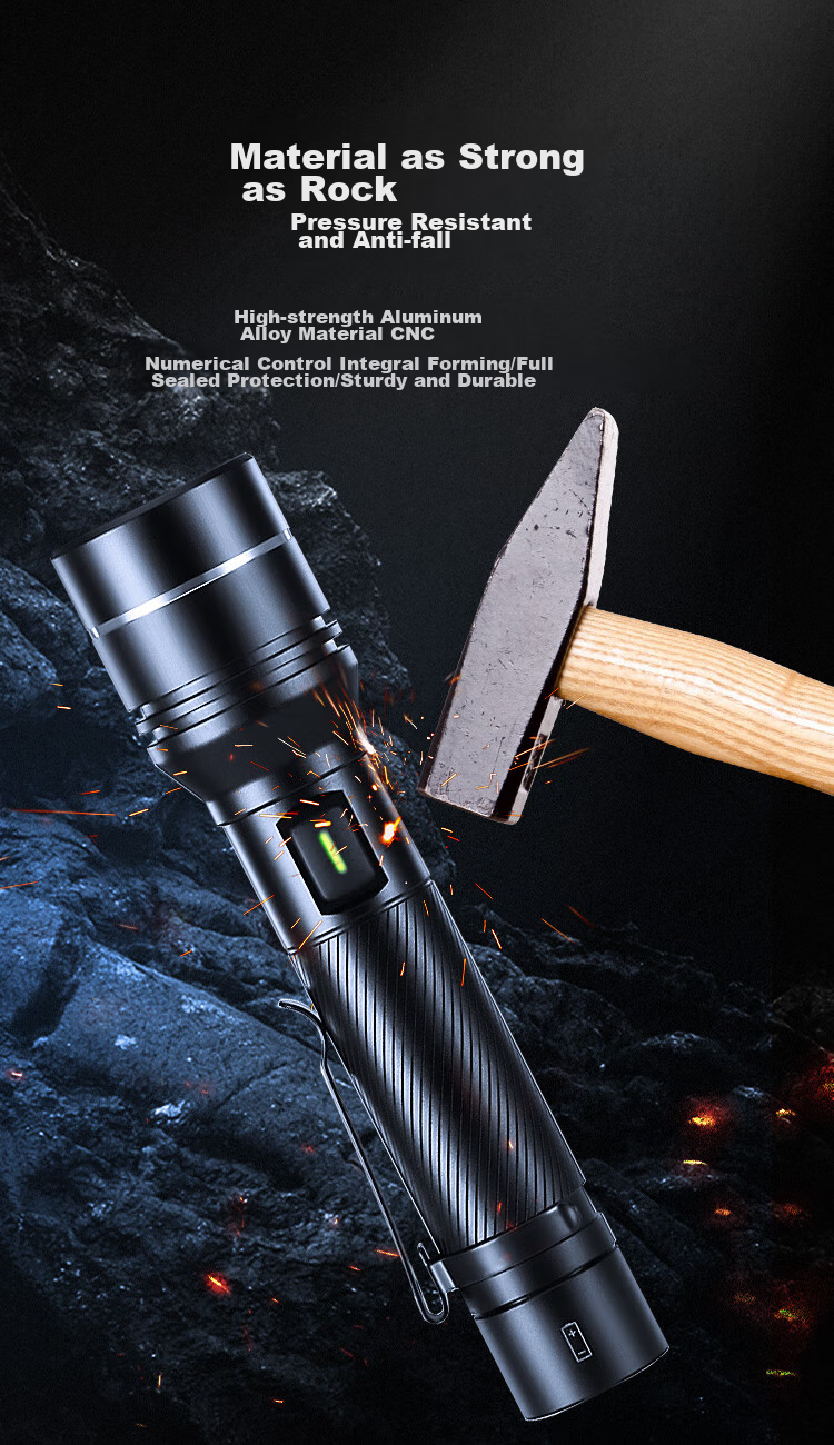 JD Original High-Brightness Zoomable Flashlight, 1000 Lumens, Long Battery Life, Outdoor Survival, Rechargeable, Multifunctional, Portable for Home Use 13
