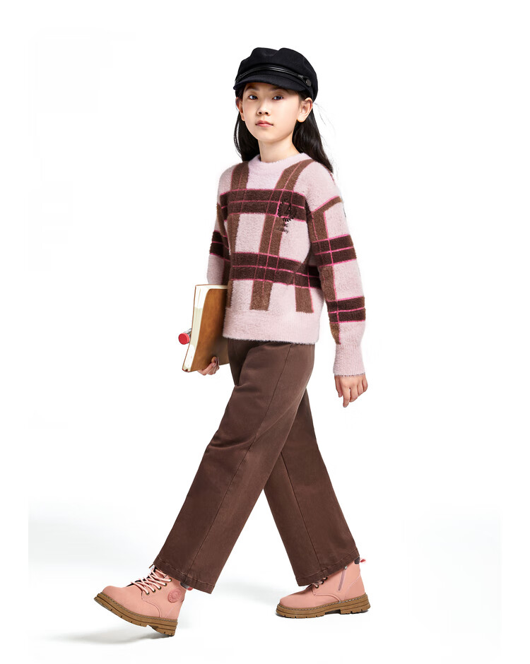 Annil Girls' Sweater Knit Top, 2024 Winter New Style, Preppy Casual Warm, Sky Blue, Size 120 4