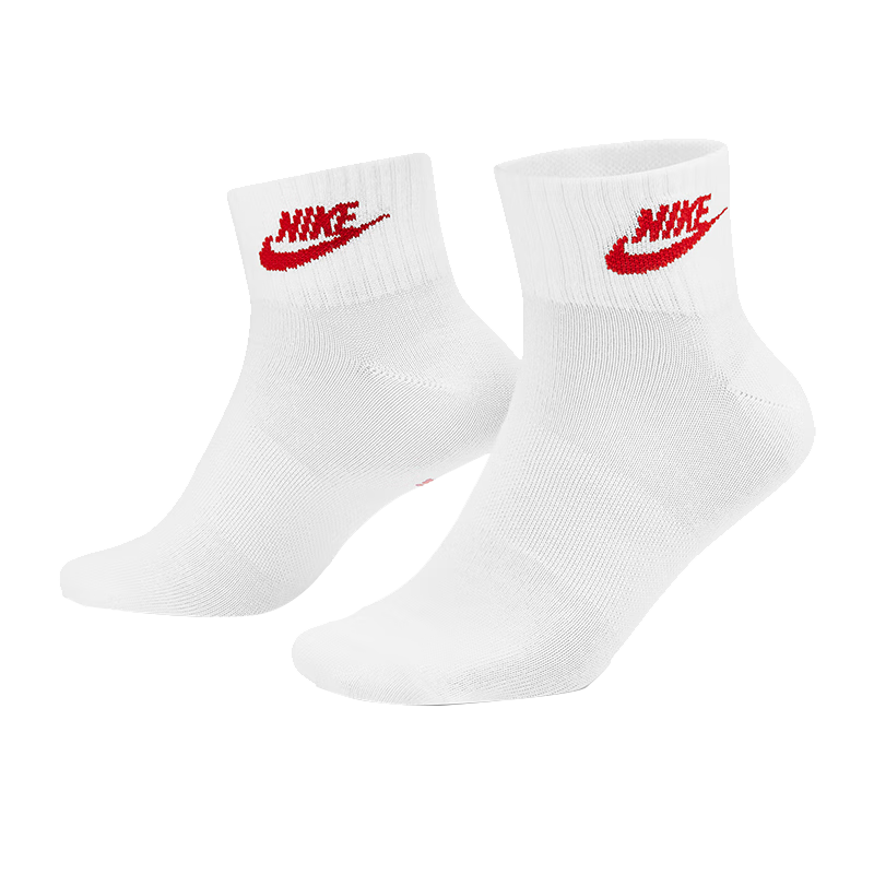 NIKE Socks for Men And Women, Sweat-Wicking Breathable Sports Socks, Short Socks Three-Pair Pack DX5074-911 White M