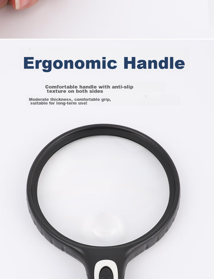 JAJALIN Ultra-Clear High-Magnification Handheld Magnifying Glass for Elderly And Children's Reading, Main Lens 3x Secondary Lens 6x Large Magnifying Surface with LED Light 7