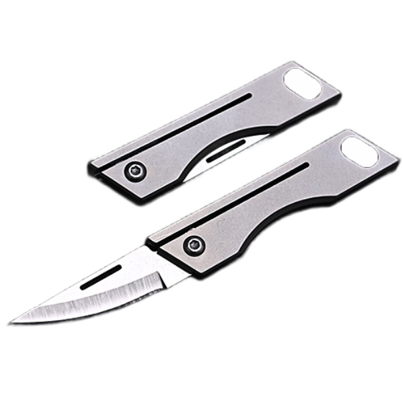 Dijialun Titanium Alloy Car Keychain for Men with Small Knife, Foldable, Box Opener, Package Opener, Self-Defense, Portable Key Pendant