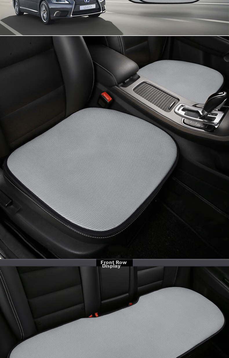 GREAT LIFE Car Seat Cushion, All-Season Universal Breathable Three-Piece Set, Single Piece Interior Seat Cover for Rear Seats, Non-Slip Car Seat Pad 9