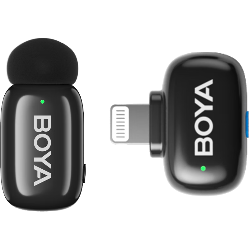BOYA Mini Wireless Lavalier Microphone for Mobile Live Streaming, Outdoor Short Video Audio Recorder, AI Noise Reduction, One-To Mini Microphone, Lightning Versio