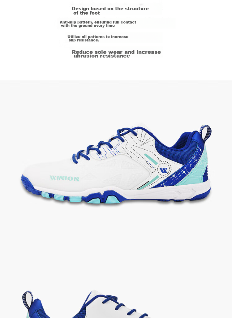 WINION Selected Table Tennis Shoes Unisex Non-Slip Wear-Resistant Sports Shoes Starting Point 2.0 Platinum Size 41 10