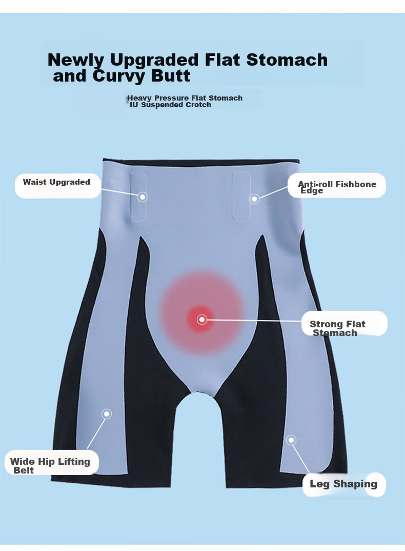 LangSha High-Waisted Tummy Control And Butt-Lifting Shorts for Women, Thin Seamless Shark-Shaped Floating Safety Shorts, Knee-Length Undershorts 12