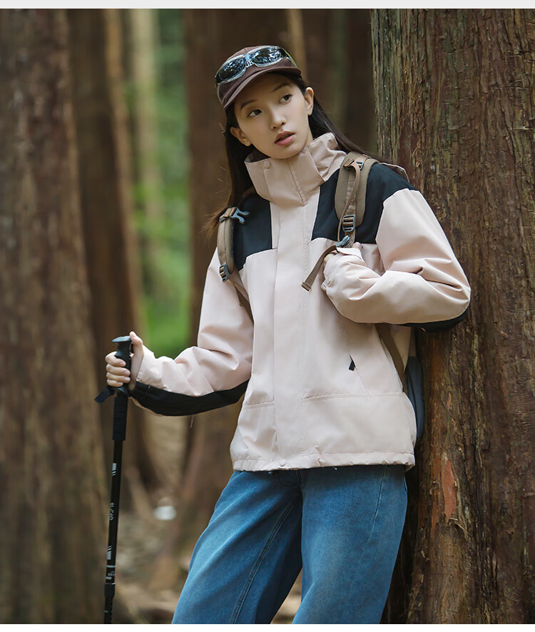 Yishangmei Women's Three-In Jacket, Spring Autumn Winter Style, Thickened Warm 2026 Clothing, Women's Windbreaker, Pink XL 13